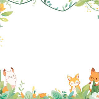 可爱动物边框高清PNG插画