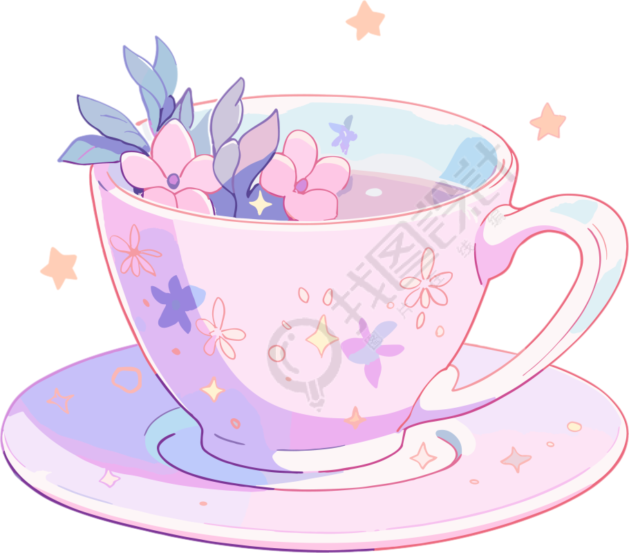 咖啡杯简单白底插画