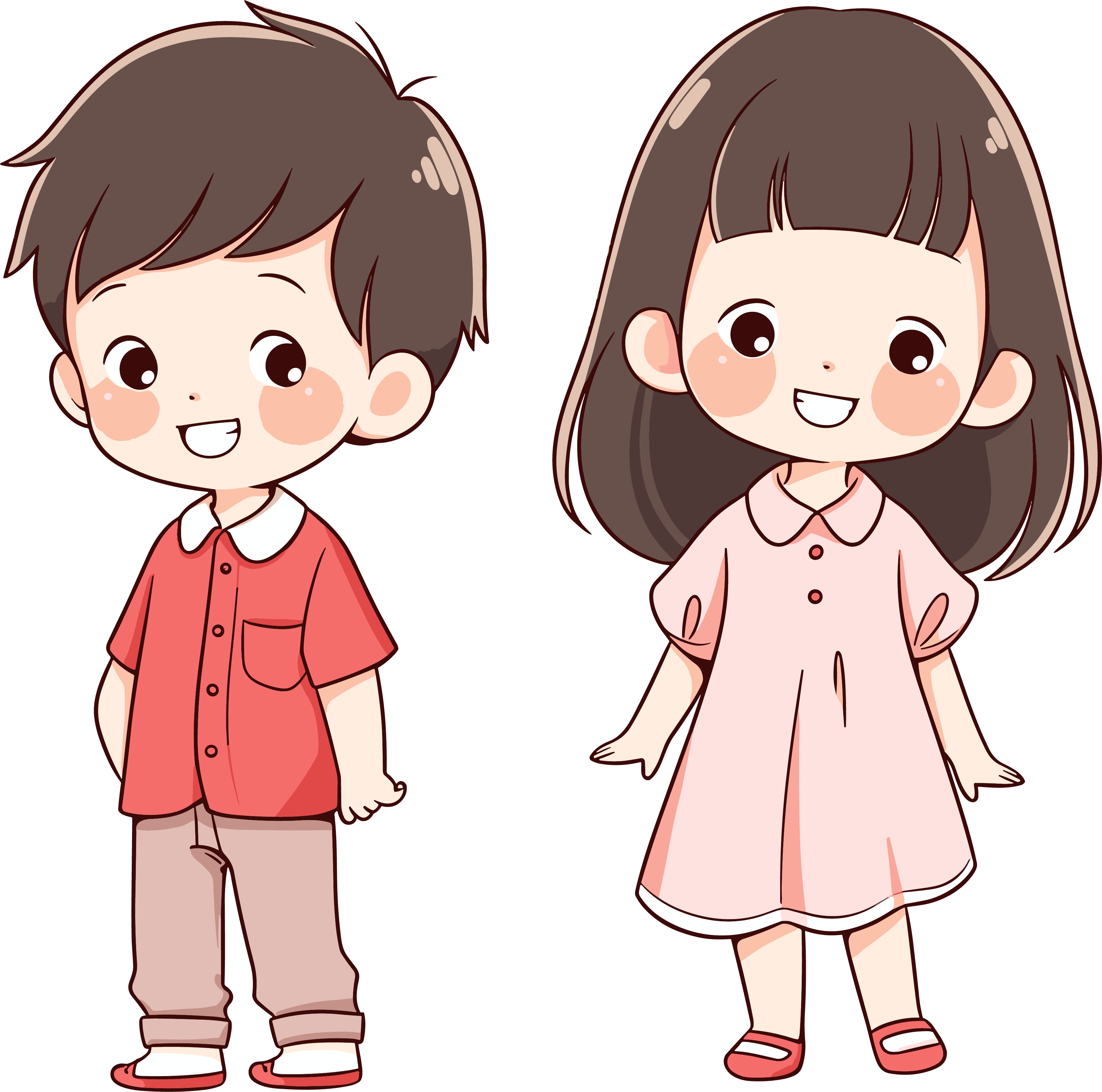 男孩女孩卡通简洁插画
