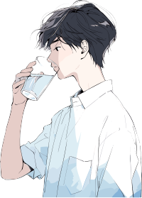 拿水杯的男生简约插画