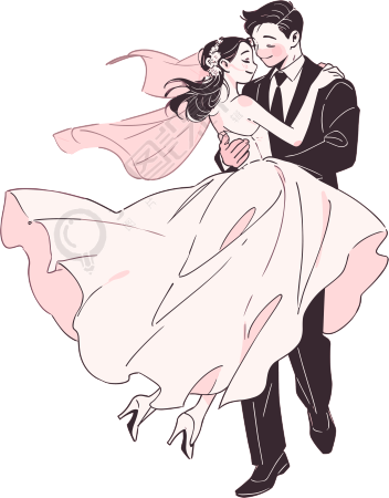 婚礼新人插画素材