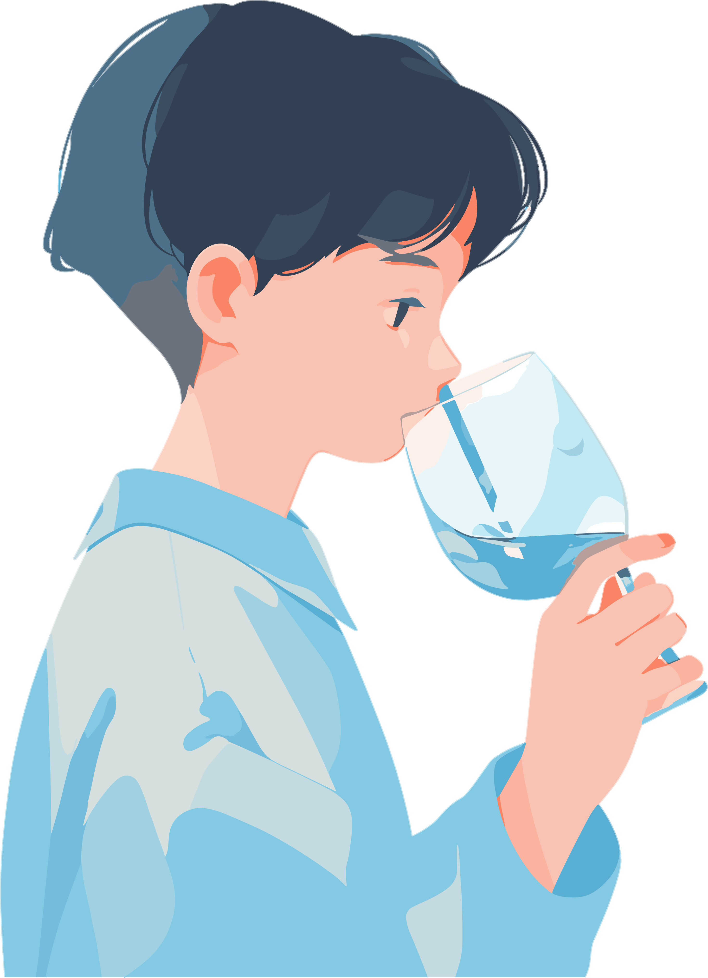 拿水杯的男生创意元素