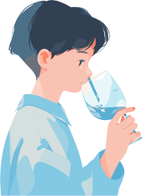 拿水杯的男生创意元素