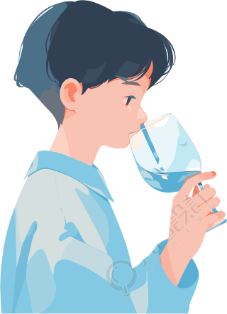 拿水杯的男生创意元素