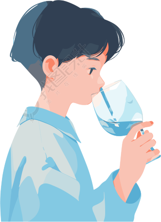 拿水杯的男生创意元素