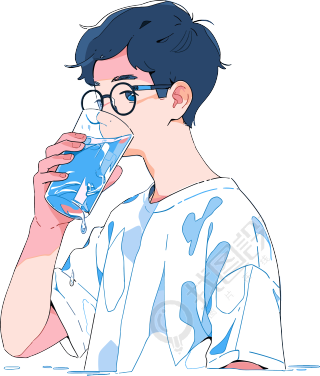 拿水杯的男生插画设计元素