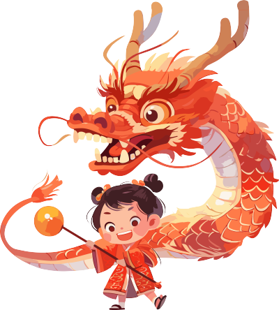 舞龙插画素材