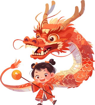 舞龙插画素材