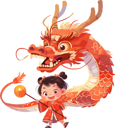 舞龙插画素材