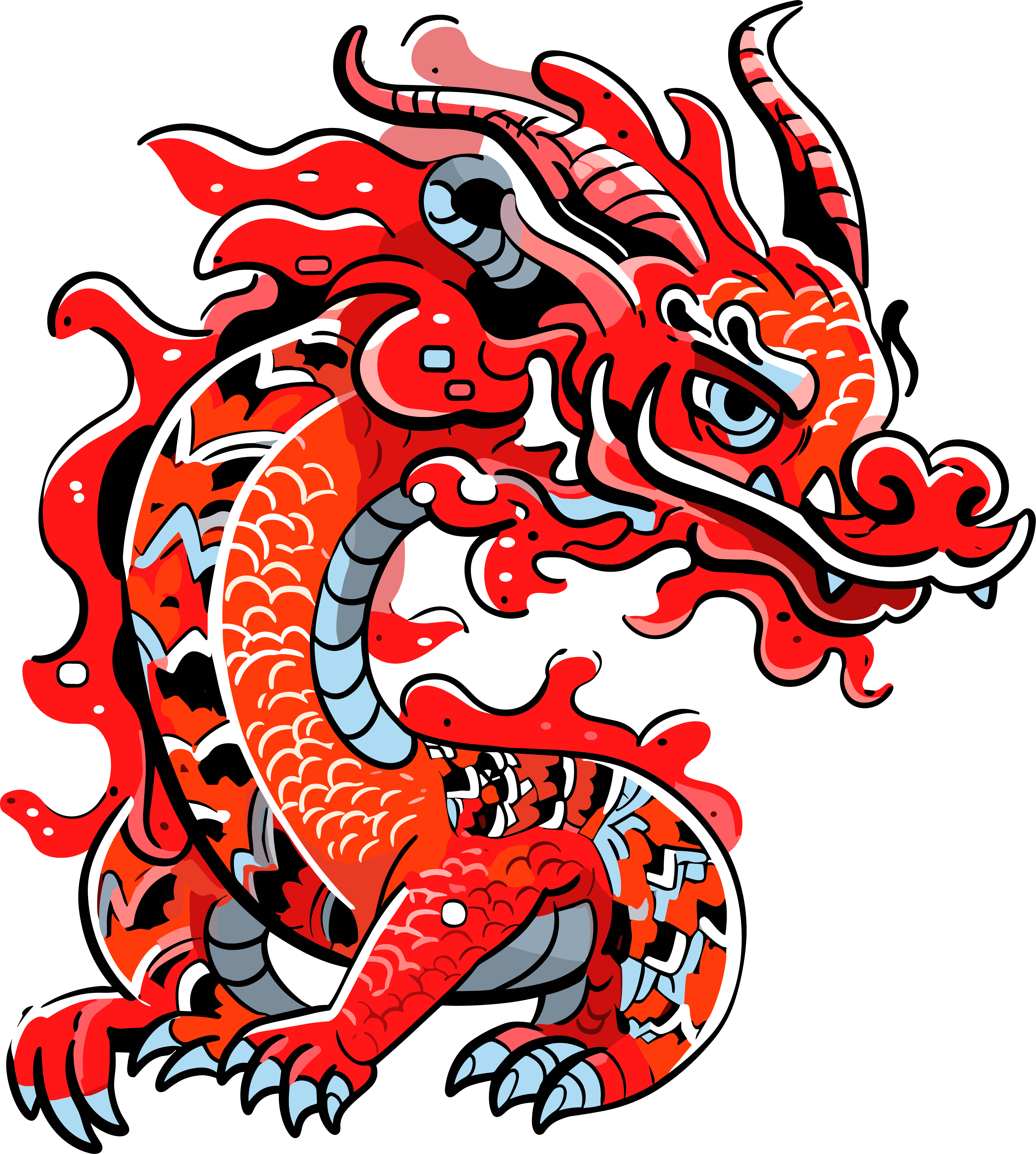 中国龙卡通插图