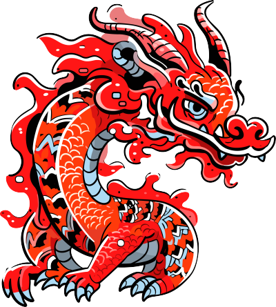 中国龙卡通插图