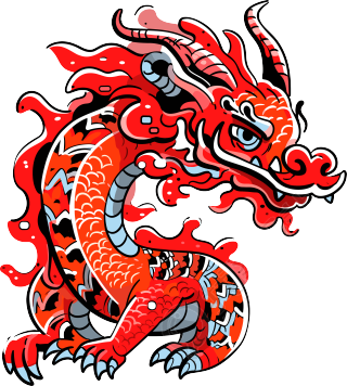 中国龙卡通插图