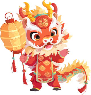 舞龙卡通插画