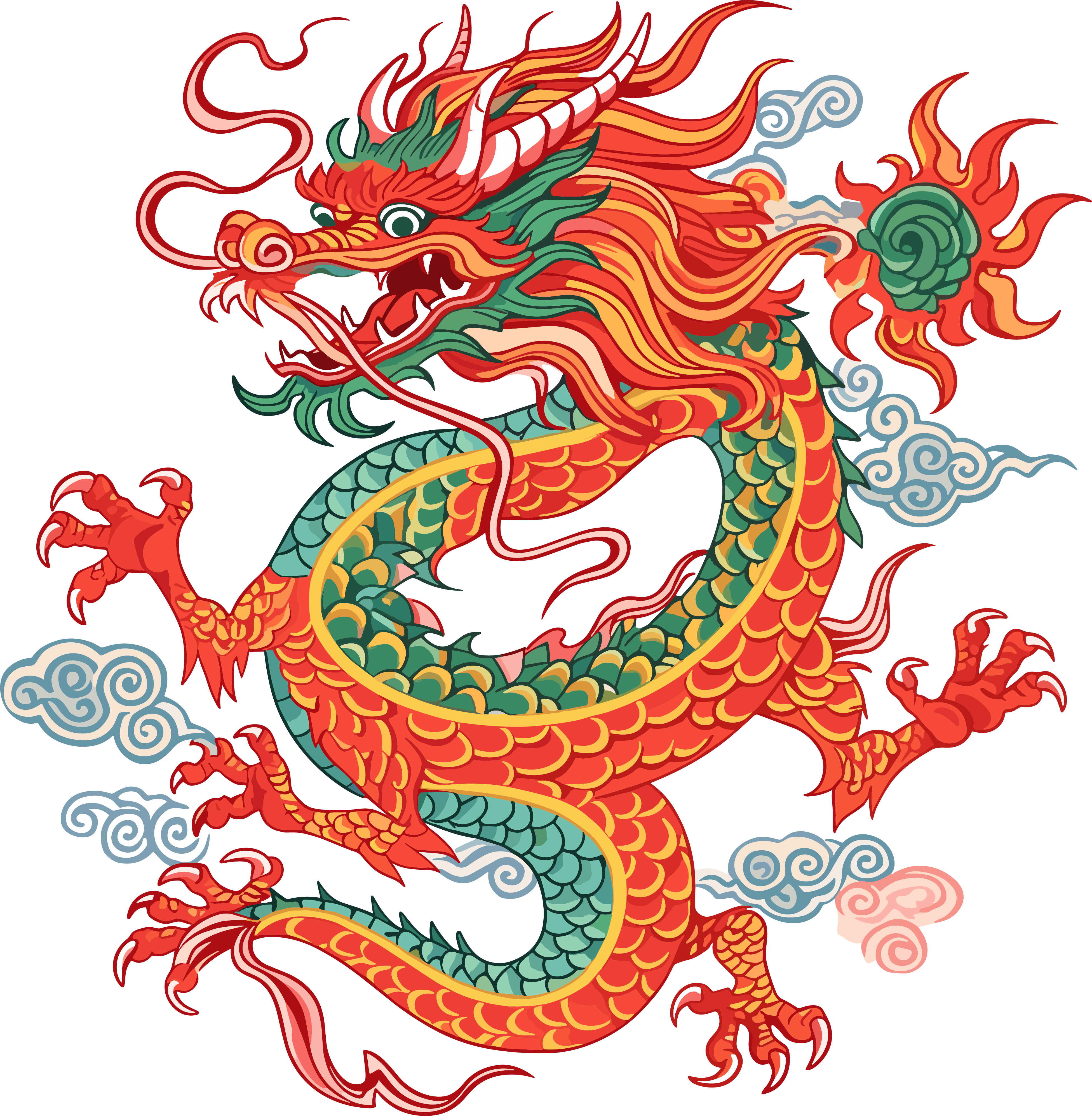 中国龙彩色插画