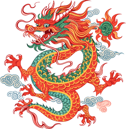 中国龙彩色插画