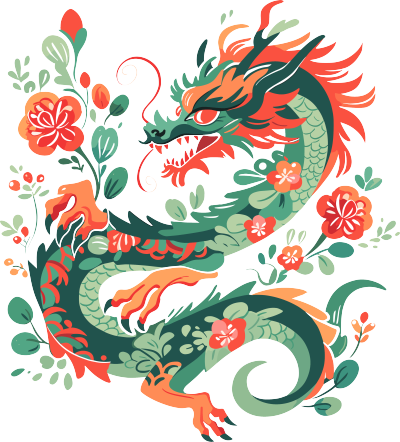 中国龙插画元素
