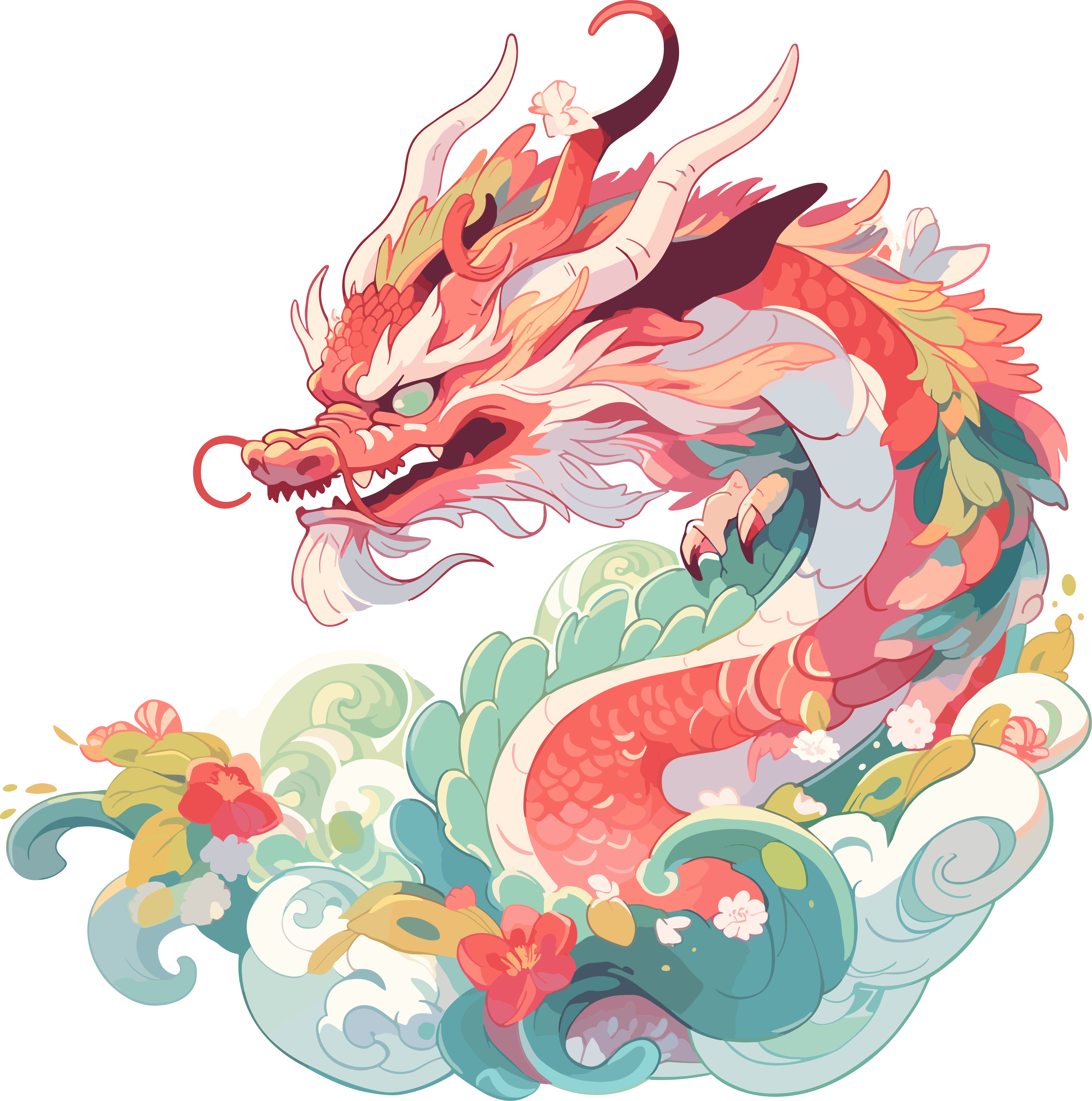 中国龙春节PNG插画