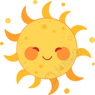 太阳卡通平面插图