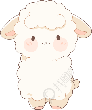 小羊卡通透明背景插画