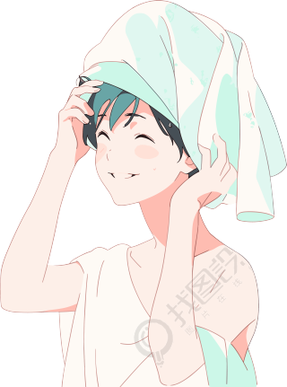 洗澡卡通极简插图