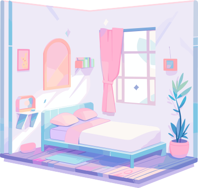 卧室卡通插画