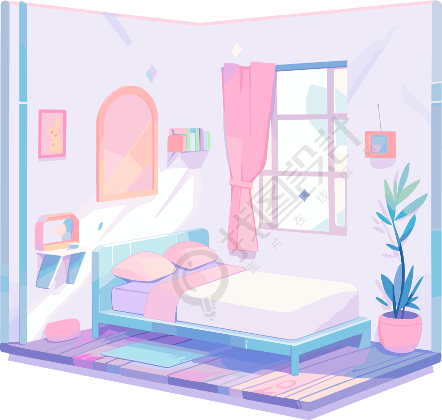 卧室卡通插画