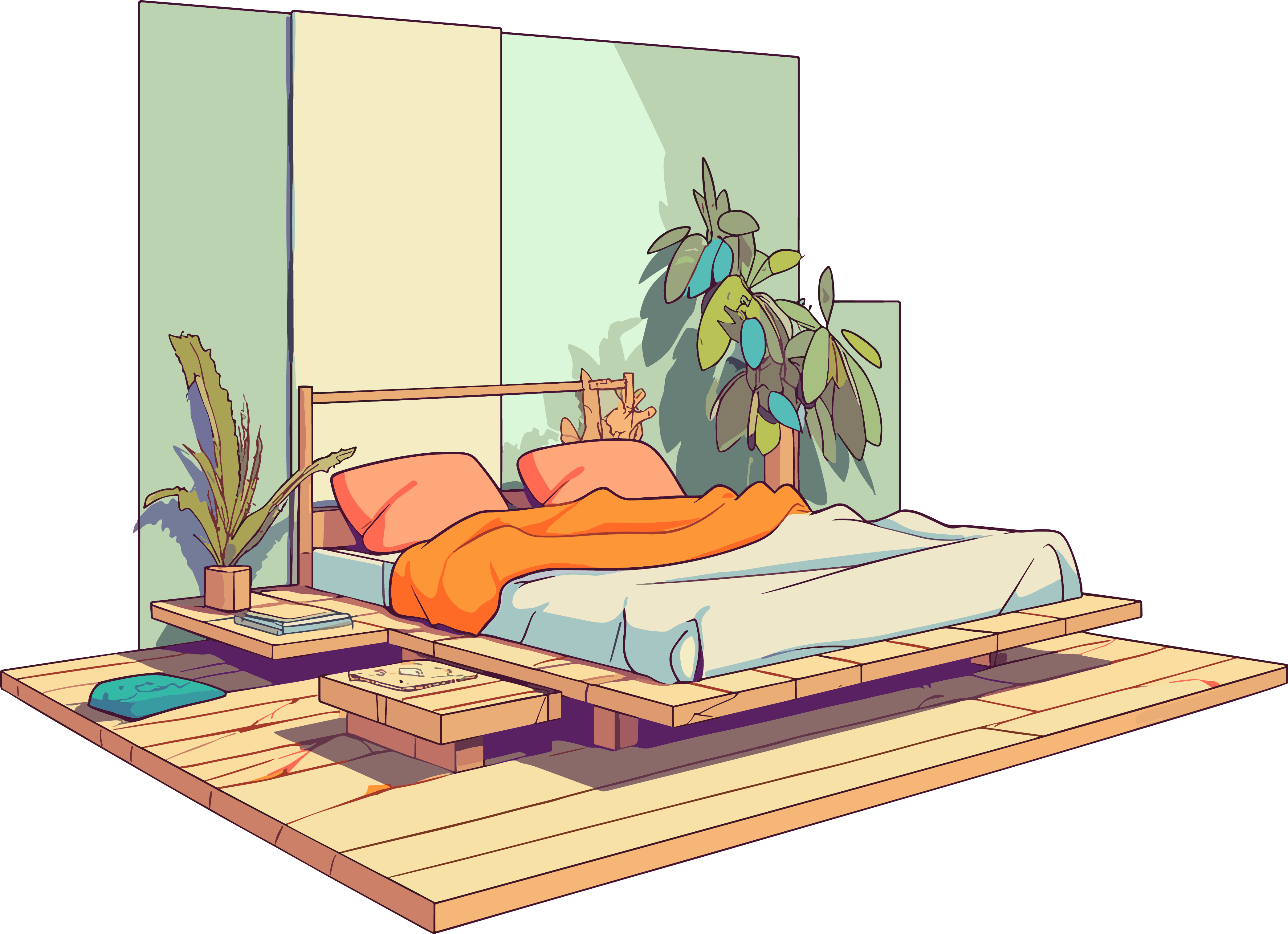 卧室卡通插图