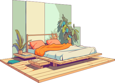 卧室卡通插图