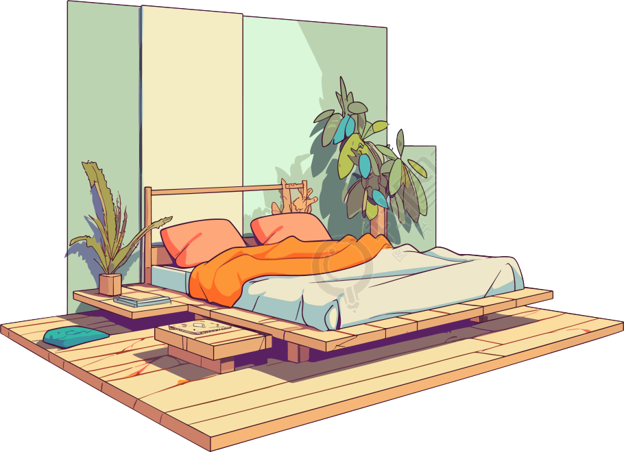卧室卡通插图