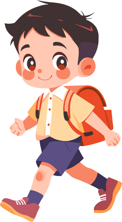 幼儿园卡通学生扁平插图