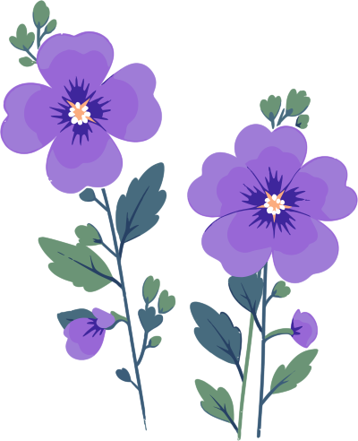 花朵平铺插画素材