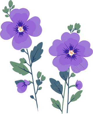 花朵平铺插画素材