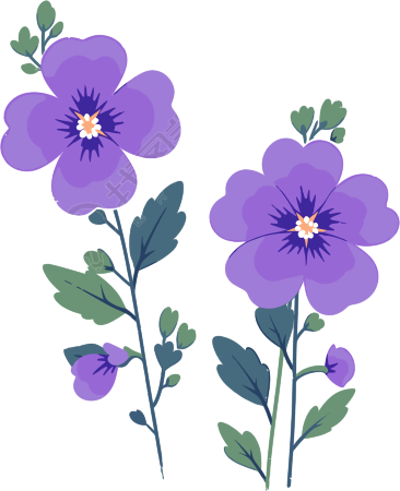 花朵平铺插画素材