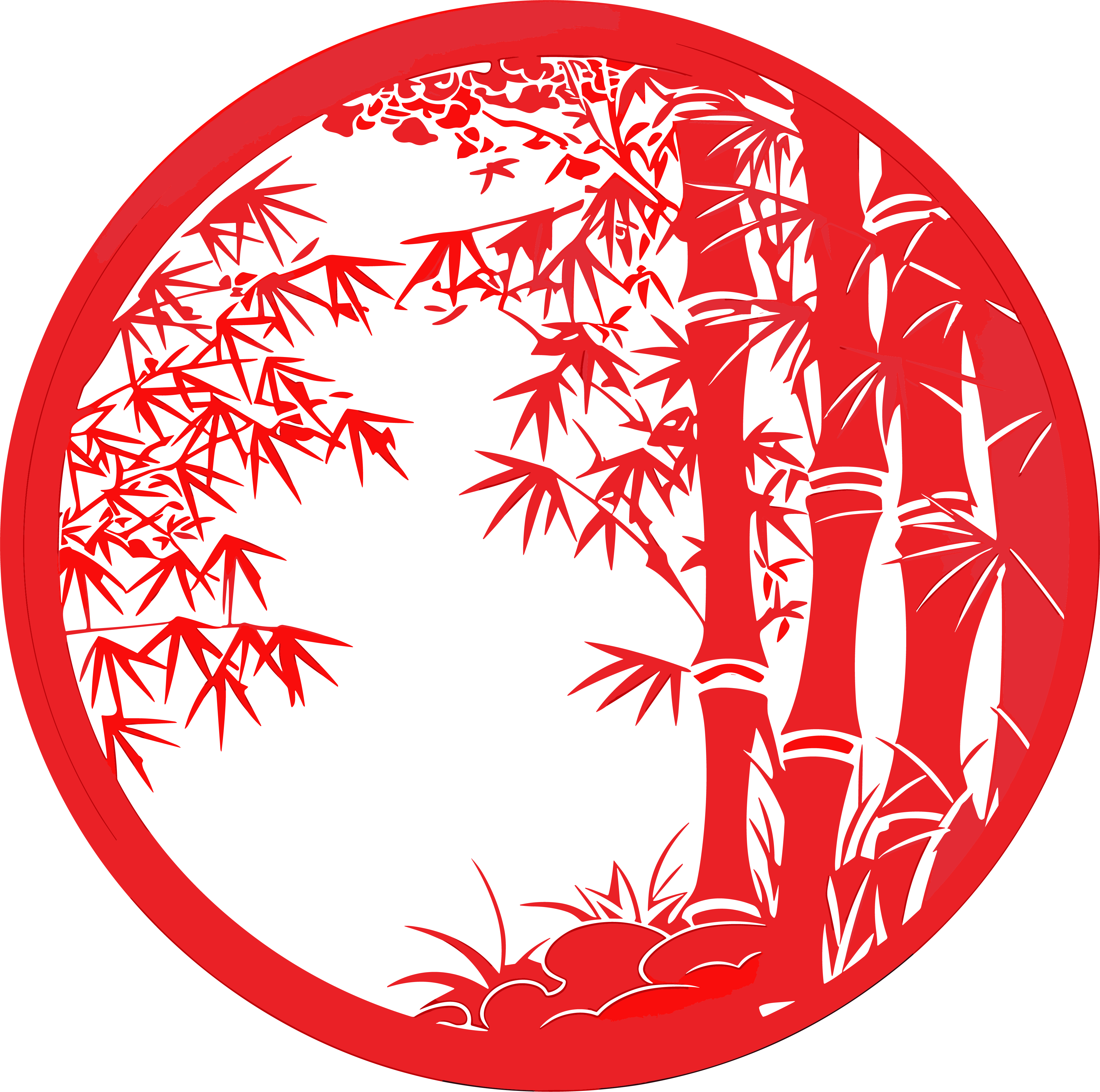 剪纸图案竹子插画