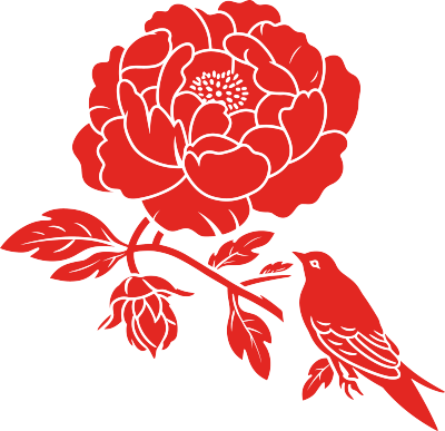 剪纸图案牡丹插画