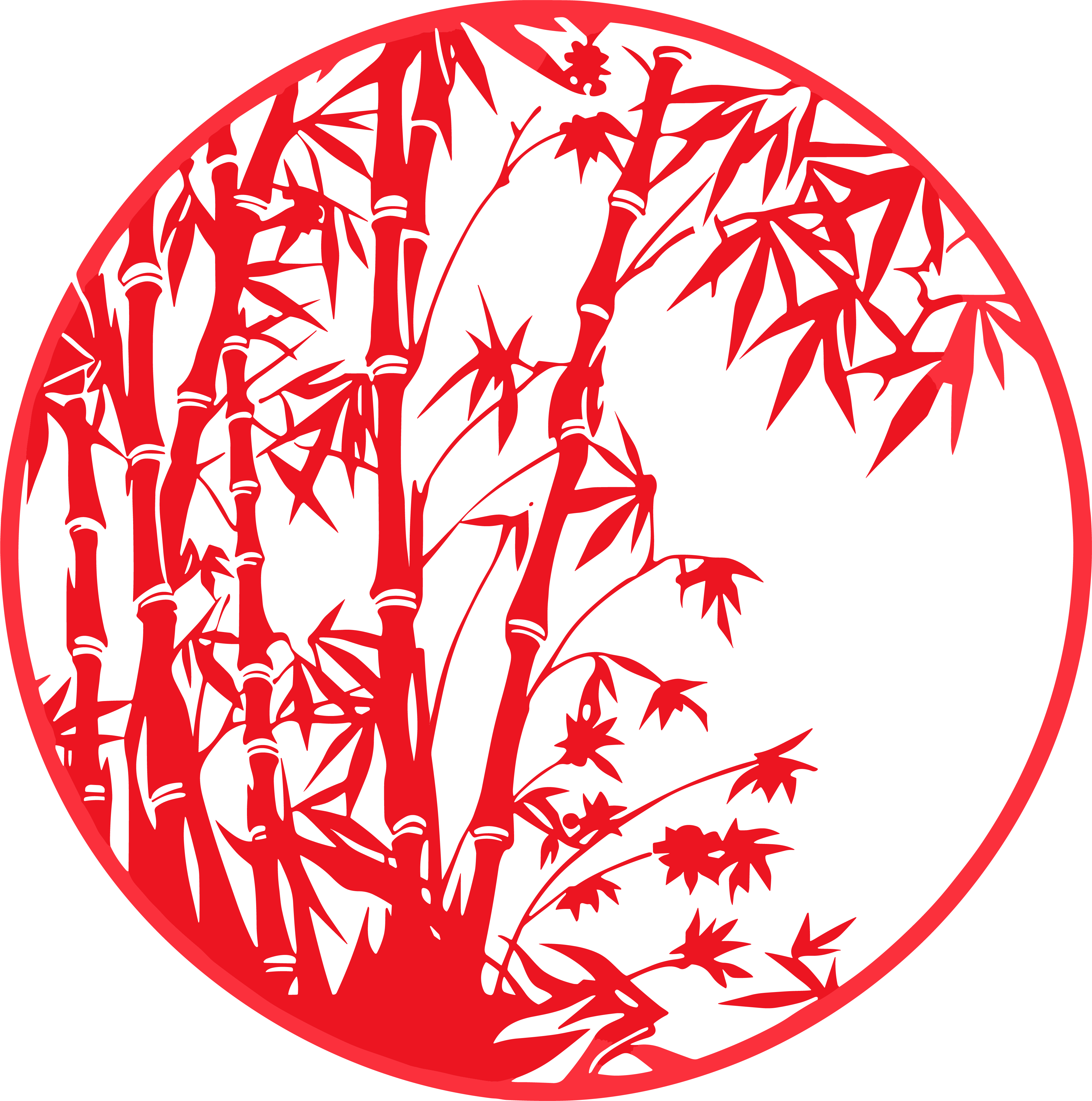 剪纸图案竹子平面插图