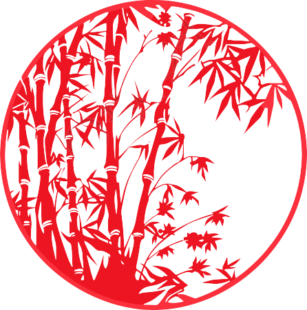 剪纸图案竹子平面插图