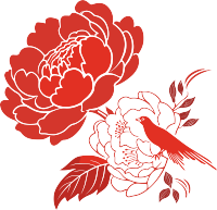 剪纸图案牡丹花平面插图