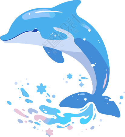 海豚卡通商用插画设计