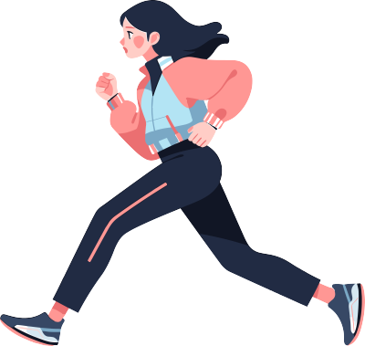 晨跑女孩插画