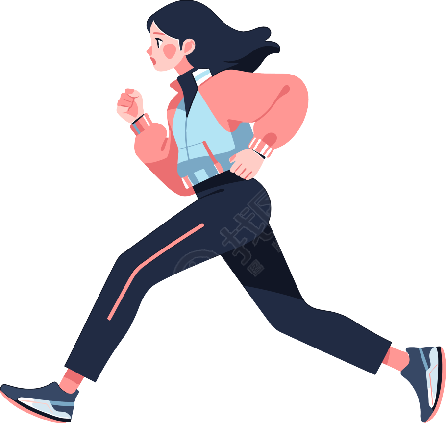 晨跑女孩插画