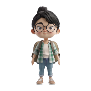 卡通学生3D商用插画