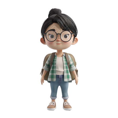 卡通学生3D商用插画