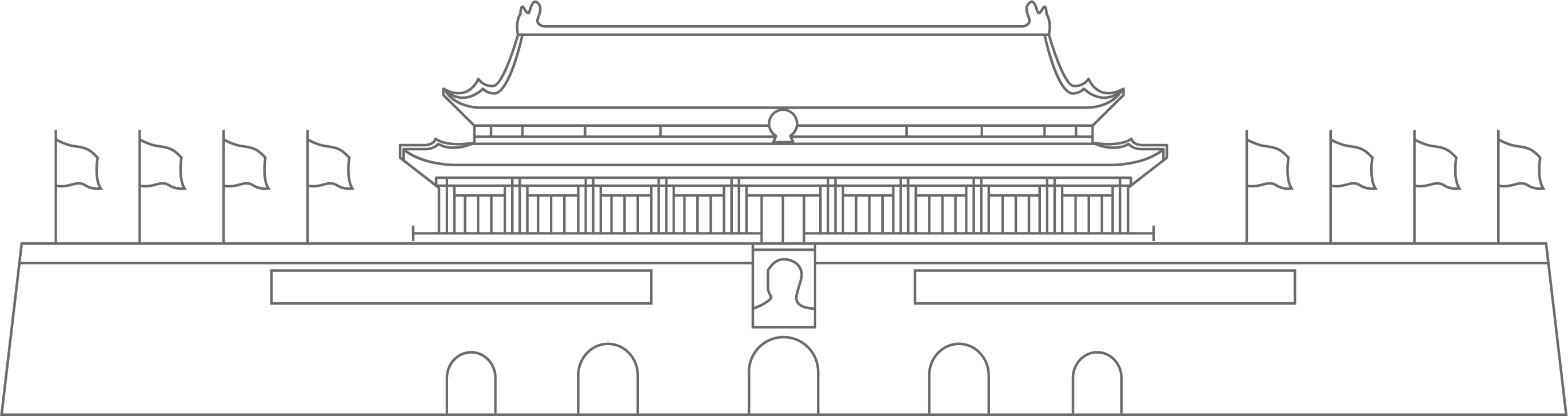 天安门线图手绘插画