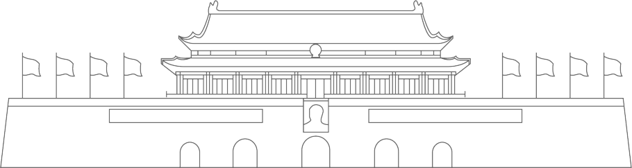 天安门线图手绘插画