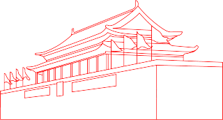 天安门线图红色简约素材