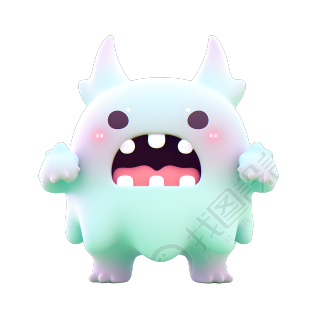怪兽卡通3D插画
