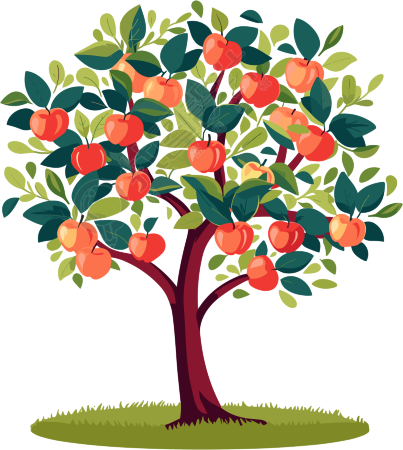 卡通苹果树平面插画