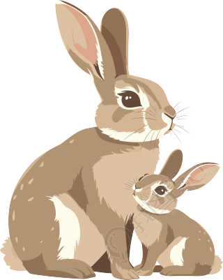 兔妈妈卡通插画