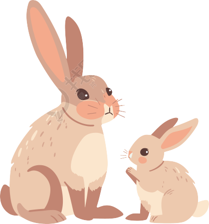 兔妈妈卡通平面插画